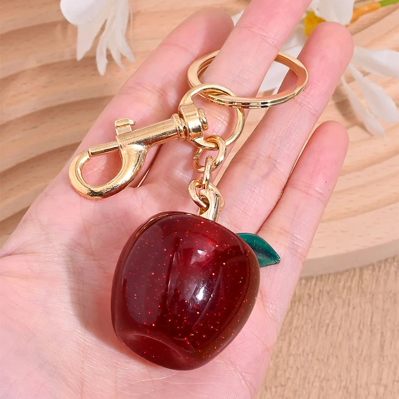 Crystal Fruit Merk Tas Hanger Vergulde Appel Peer Ananas Prachtige Sleutelhanger Gouden Haak Luxe High-end Cadeau Voor Vrienden Liefhebbers