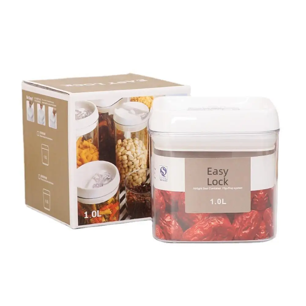 Transparent Sealed Square Plastic Jars Kitchen Refrigerator Storage Containers 1.0L 1.7L 2.3L Airtight Canister Wholesale Price