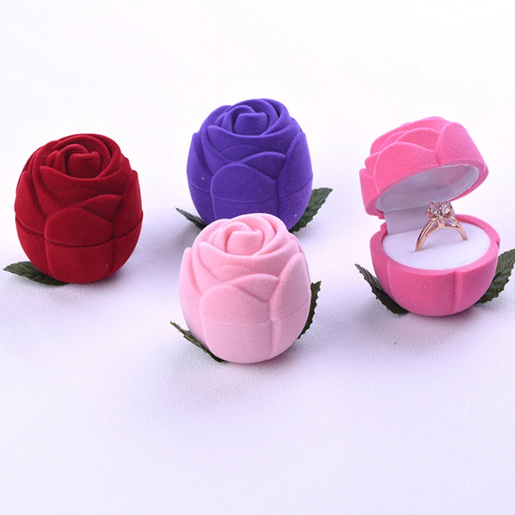 

1 шт., шкатулка для драгоценностей в форме розы, розовый маленький портативный креативный органайзер для хранения колец, серег, ожерелья, дорожный футляр для ювелирных изделий