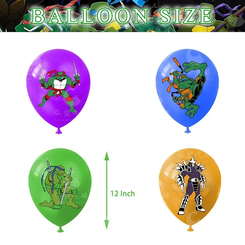 Ensemble de ballons en latex de tortues ninja mutantes pour adolescents, ballon imprimé, accessoires photo, ornements de fête, cadeau de décoration