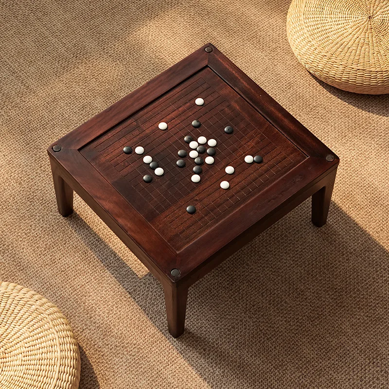 YJQ black walnut chess go dual-purpose chessboard table solid wood tatami bay window small tea table