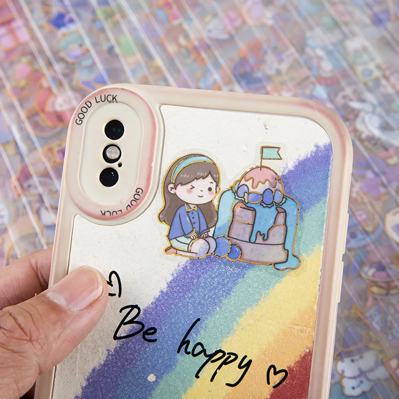 41 Sheets Creative Hand Account DIY Decor Collage Material Plain Sheet Stickers PET Waterproof Cartoon Sticker Decorative