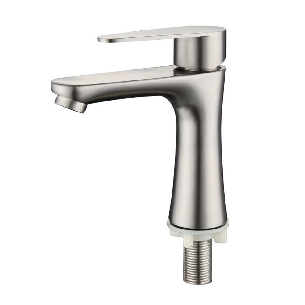 HOT Basin Sink Bathroom Faucet Countertop Mounted Single Cold Water Basin Faucet Toilet Faucet Stainless Steel Small Waist
