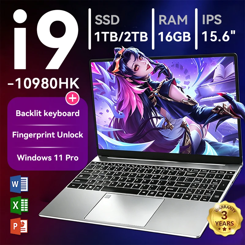 Portátil para Juegos ACEKAMAS 2026 de 15.6 Pulgadas, Intel Core i9 10980HK, IPS 4K, 16GB DDR4, 1TB SSD M.2, Windows 11 Pro