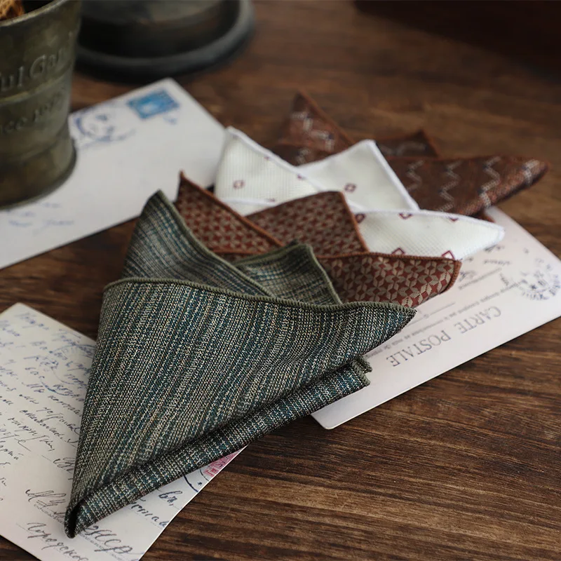 23cm New Luxury Spring Men's Pocket Square Paisley Graffiti Brown Color Handkerchief Tuxedo Suit Accessories Square Scarf Cravat
