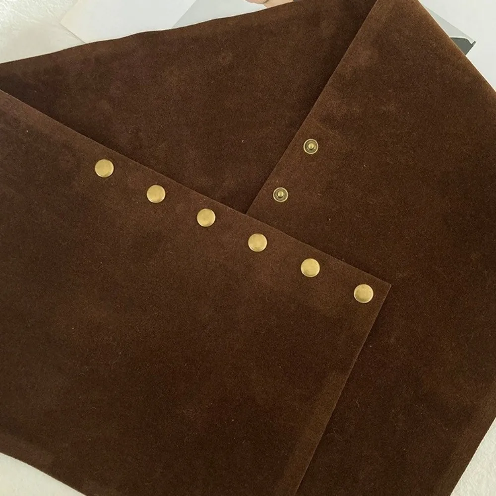 Versatile Irregular Faux Suede Waistband Texture Brown Ultra-wide Corset Belt Maillard Style Rivet Decor Waist Belt Daily Wear