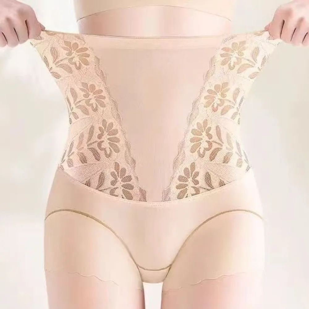 

High Waist Postpartum Body Shaper Shapewear Cotton Crotch Lace Floral Briefs Tummy Control Underwear Waist Trainer