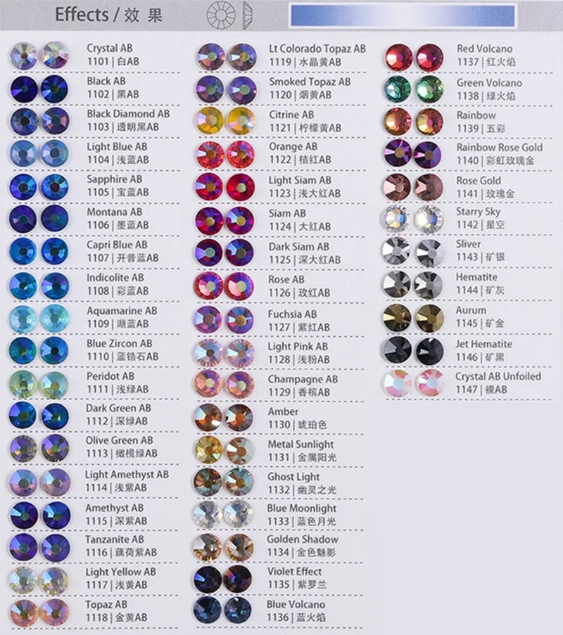 QIYI Crystal Rhinestone Color Chart Colorful Non Hotfix/Hotfix Rhinestones стразы Cards Used for Choosing Judging Colors