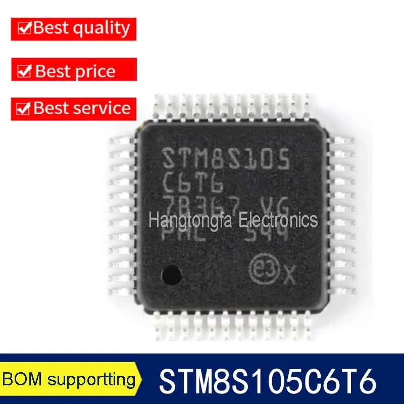 1PCS STM8S105C6T6 LQFP-48 16MHz 32KB Flash Memory 8-bit Microcontroller MCU RAM 2KB EEPROM 1KB Micro Controller IC