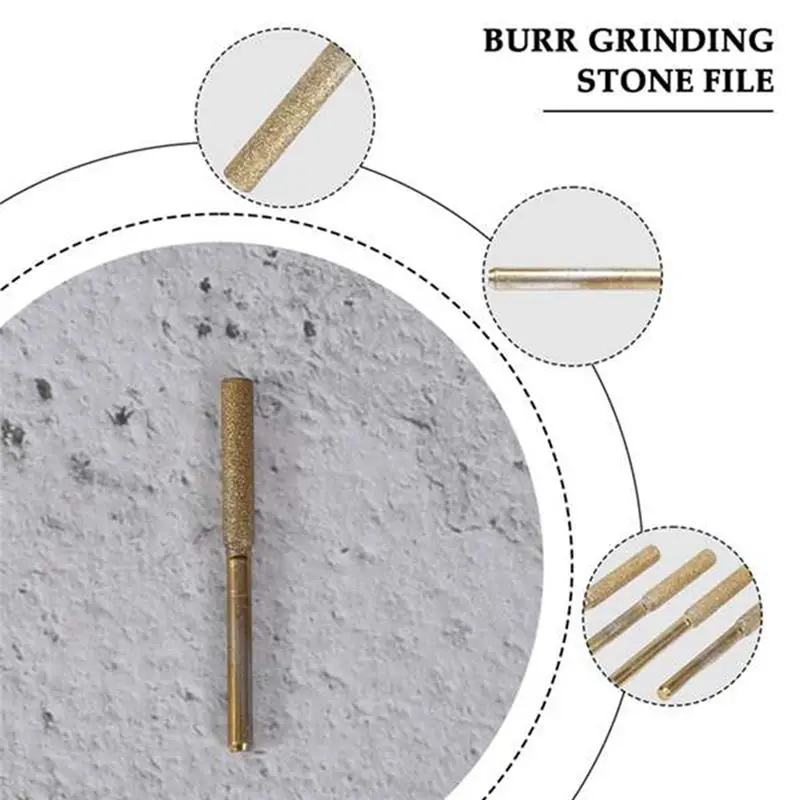 AB13-12PCS Diamond Coated Cylindrical Burr 5.5Mm Chainsaw Sharpener Set Stone File Chain Saw Sharpening Carving Grinding Tools S