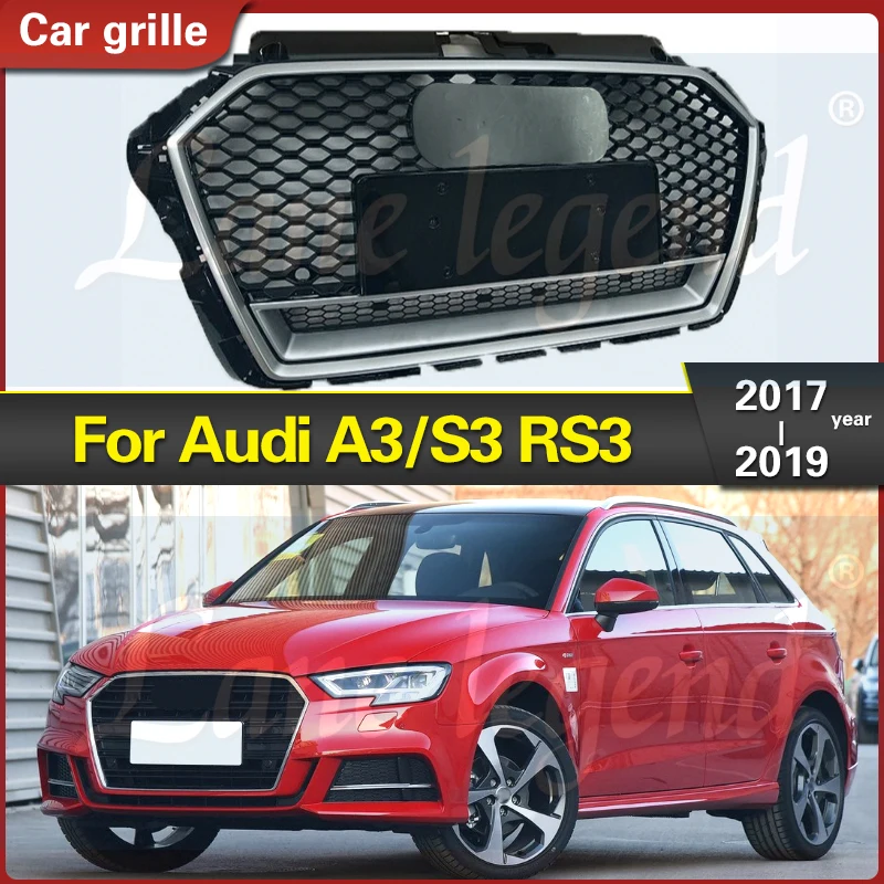 

Car Styling Accessories Fit For Audi A3/S3 2017 2018 2019 Matte Chrome Car Front Bumper Grille Moulding Frame Trim Refit For RS3