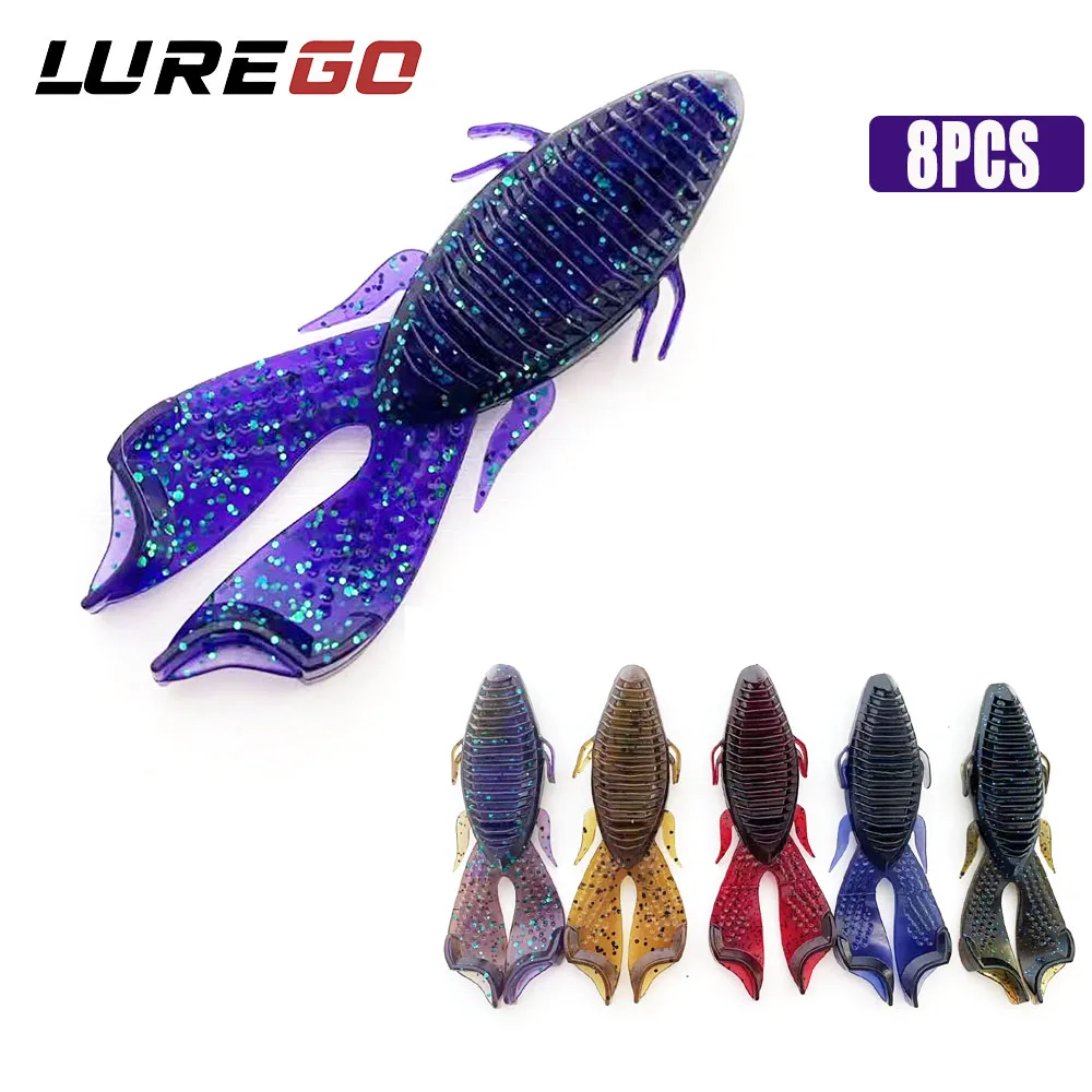 8PCS  9cm Bionic Craw | Dual-Color Snag-Proof Soft Bait | All-Water Column Exploration & Weedless Design