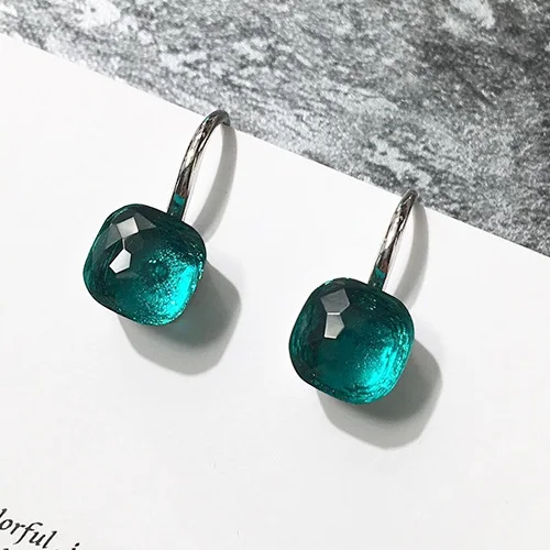 100% 925 Sterling Zilver Snoep Stijl 21 Kleuren Blauw Wit Rood Groen Geel Crystal Drop Earring Voor Vrouwen Fijne Sieraden