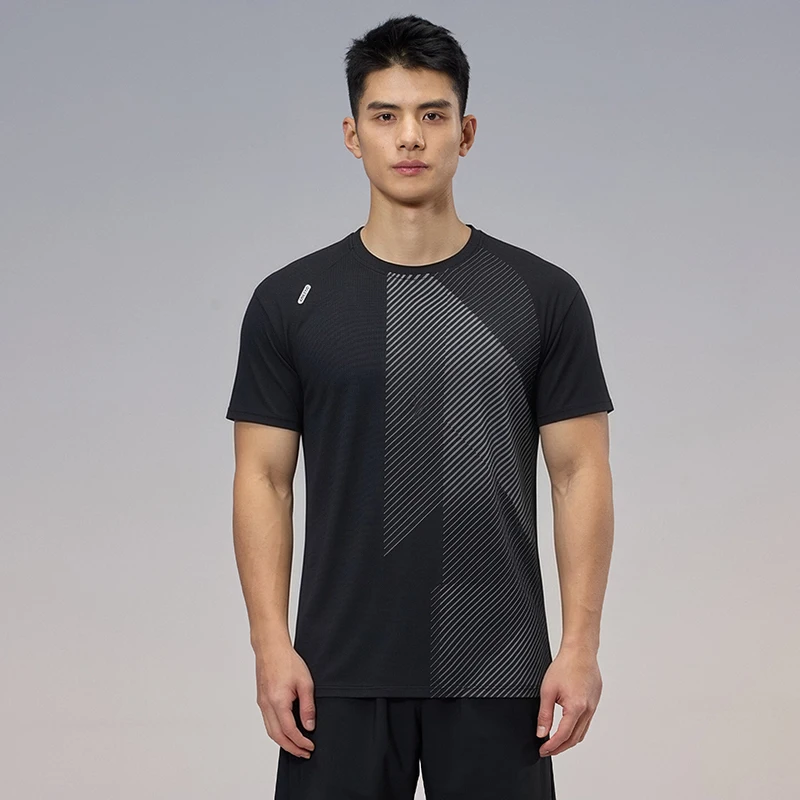 Schnell trocknendes Lauf-T-Shirt für Herren, Gym-Sportshirt, bequem, atmungsaktiv, Outdoor, Wandern, Fitness, Jogging-Oberteil