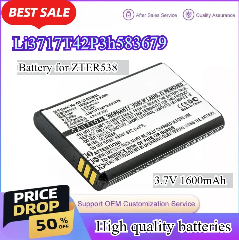 

Li3717T42P3h583679 1600mAh 3.7V Battery for ZTE R538 Phone Battery Replacement Rechargeable Battery 5.92Wh