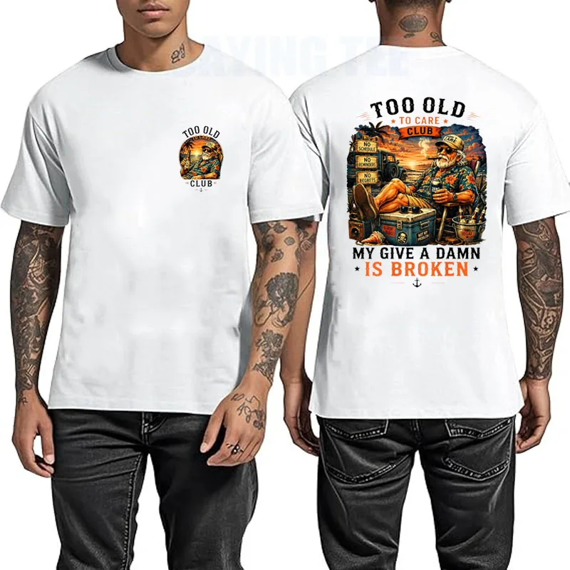 �Too Old To Care Club – Don't Care My Give A Damn Is Broken“ T-Shirt – Y2K Humor, lustiges Zitat für alte Männer, sarkastischer Witz, Spruch, T-Shirt, Kleidung – Detail 12