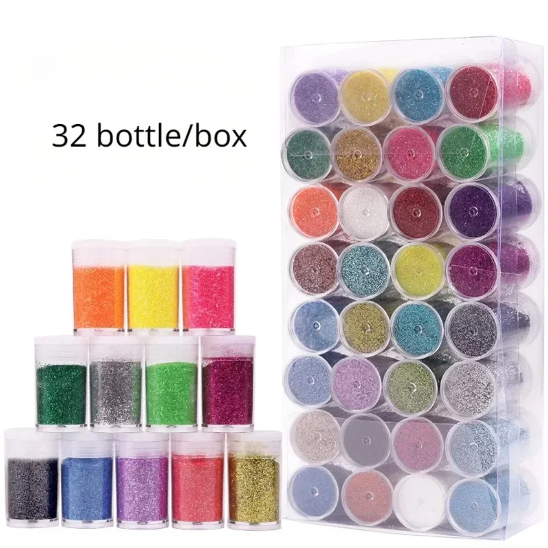 32Colors/Box Solid Color Nail Glitter Powder Acrylic Carving Powder Sculpture Powder 3D Manicure Nail Carving Powder Body Powder