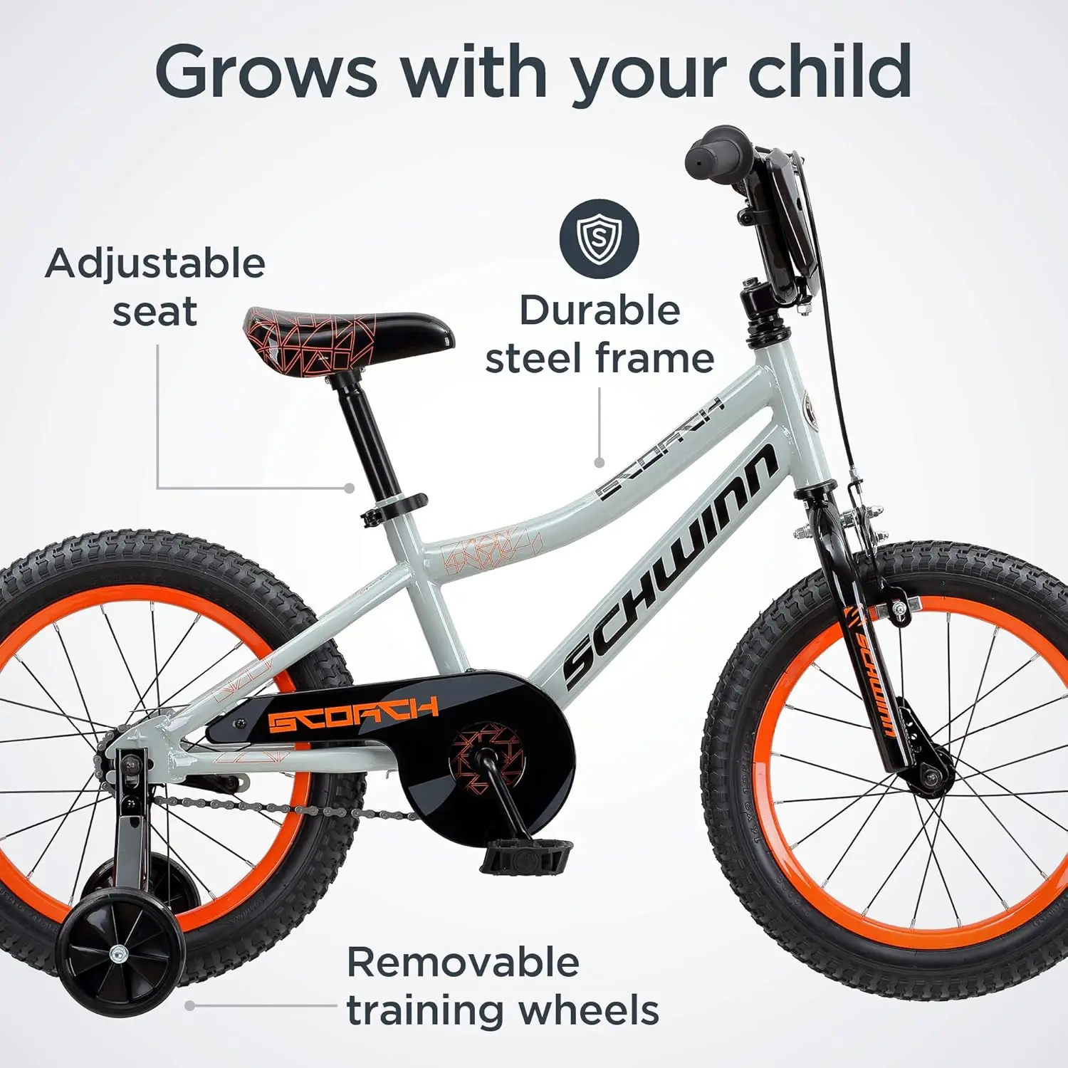 Style Kids Bike, For Boys and Girls Ages 3-7 Years, 16-Inch Wheels, Training Wheels Included, Cross Bar Pad a