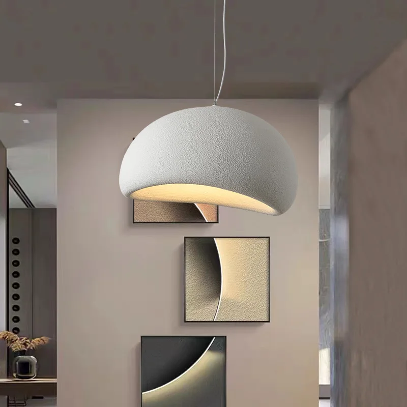 Lampadario nordico Lampada wabi-sabi con cappuccio ovale E27 Lampade a sospensione a LED diametro 60 cm Lampadario a sospensione per soggiorno