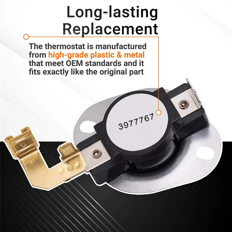 A94E-Dryer Thermostat استبدال جزء مجفف ترموستات 3977767 سهل التركيب - يستبدل 3399693 WP3977767 WP3977767VP