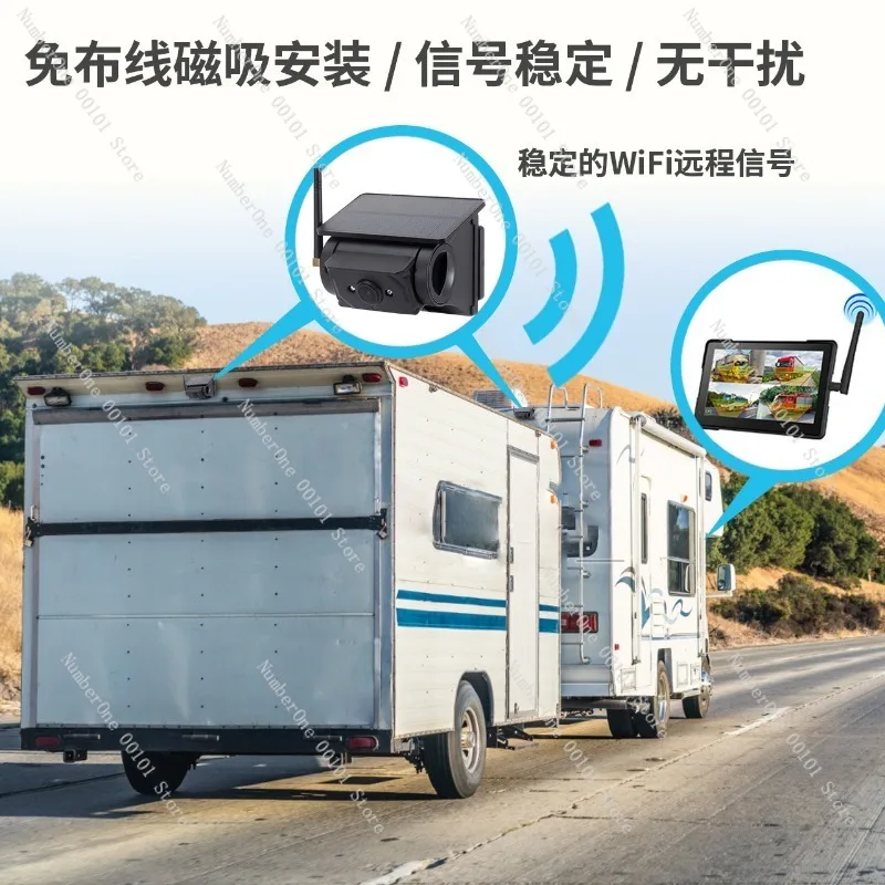 7-inch Vehicle-mounted Wireless Magnetic Solar Camera,HD Reversing Camera System for Passenger Cars,Trucks and Heavy Vehicles