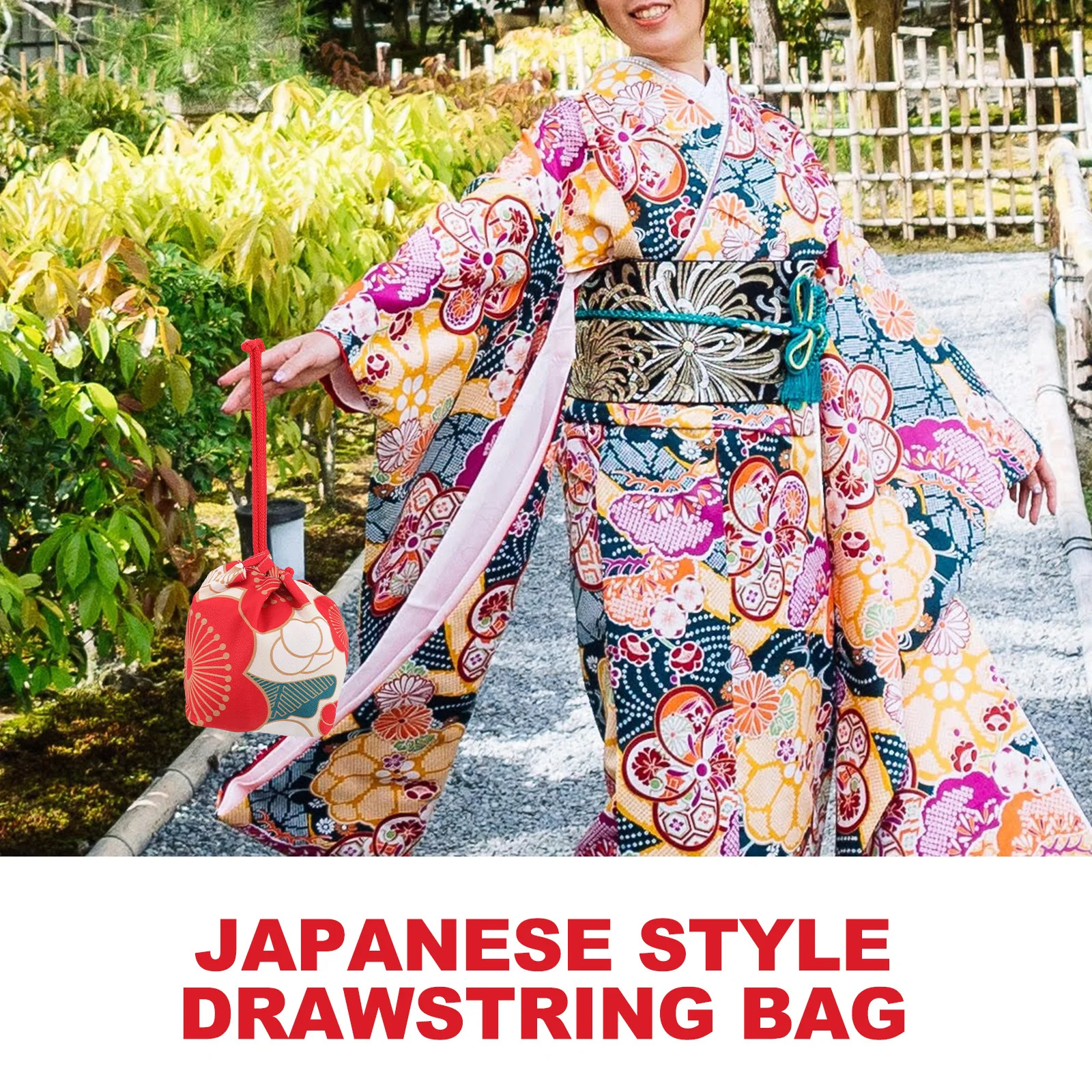 Japonês quimono cordão bolsa telefone bolsa de viagem hanfu jóias armazenamento japonês saco de cordão leve saco compacto