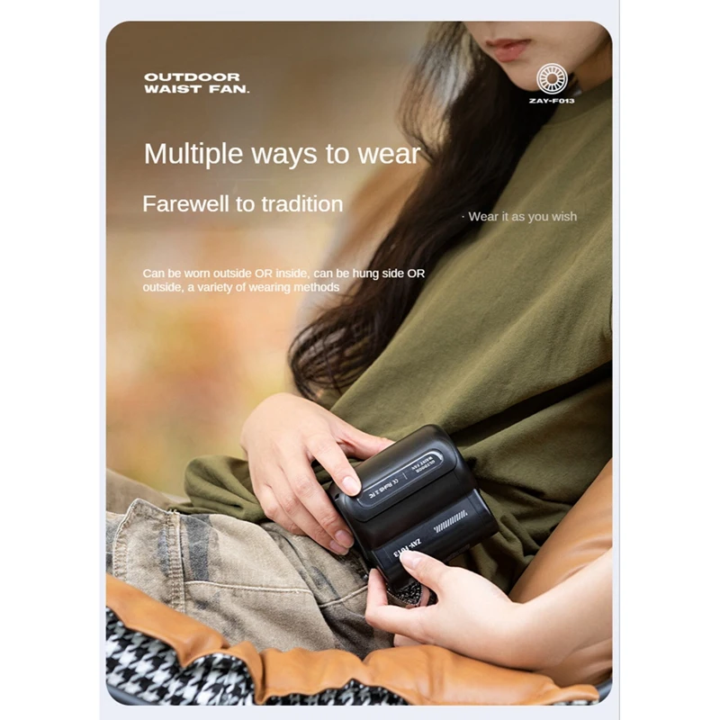 F4S-cUSB Портативный персональный подвесной поясной вентилятор 4500 мАч перезарядка носимый электрический вентилятор спортивный кондиционер на открытом воздухе