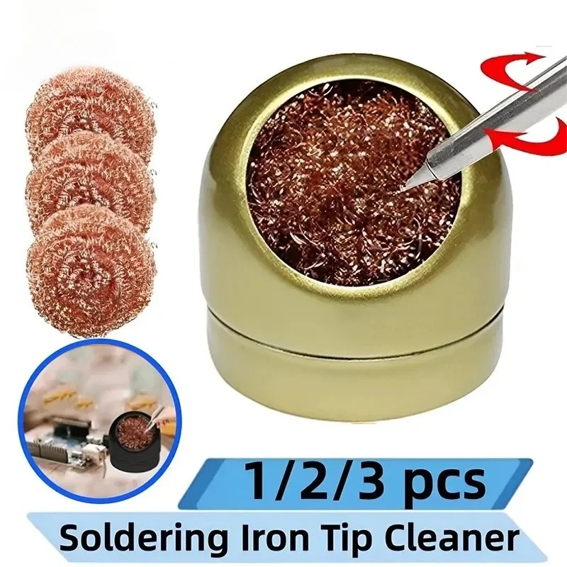 Soldering Iron Tip Cleaner Desoldering Cleaning Ball Welding Soldering Iron Mesh Filter Metal Wire Stand Steel Ball Tin Remover