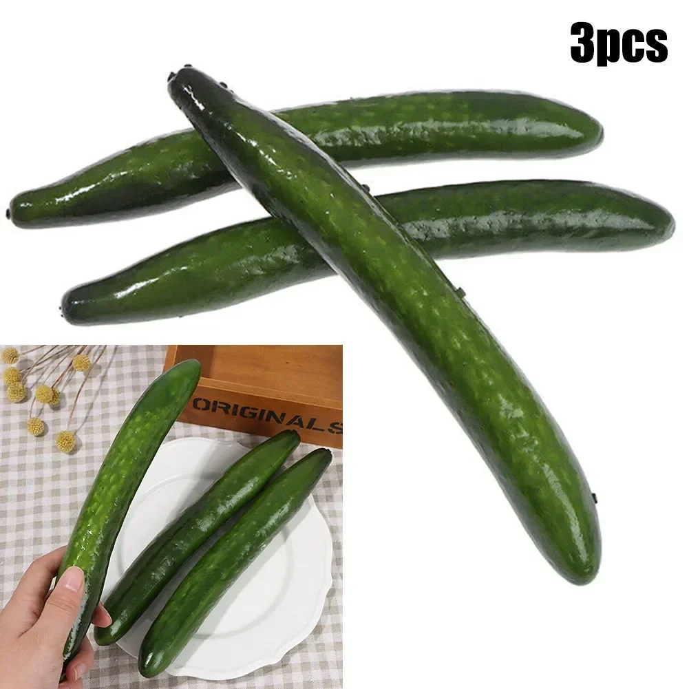 

3pc Simulation Vegetables Fruits Ornament Model Pastoral Photography Props Artificial Cucumber Fruits For Kitchen Party Decor