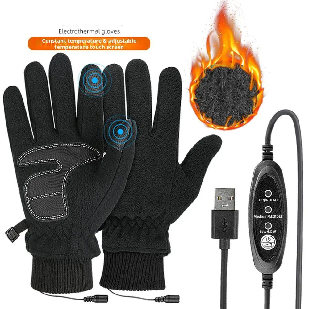 قفازات ساخنة USB شحن التزلج قفازات ركوب الدراجات للجنسين قفازات الشتاء الحرارية مع التدفئة دراجة نارية لمس قفازات دافئة
