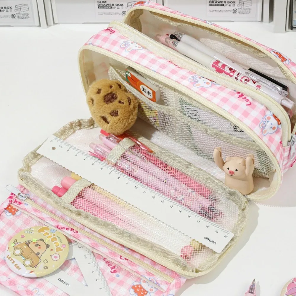 Aesthetic Cute Animal Pencil Bag Bear Good Looking Large Capacity Pencil Case Pig Cat Stationery Storage Bag Student