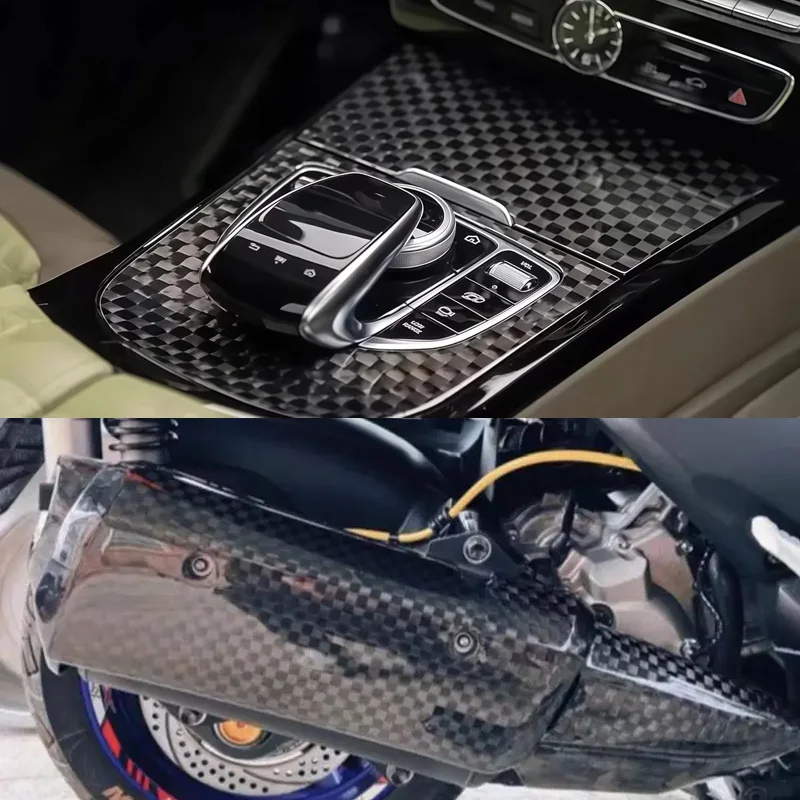 Premium Black Grid Checkered Forged Vinyl Wrap Film Roll DIY Self Adhesive Decal Sticker Car Wrapping Foil Air Release - view 3