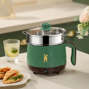 2 شخص صغير كهربائي المطبخ المنزلي نودلز الطعام طبقة واحدة / مزدوجة متعددة الوظائف طباخ بخار غير لاصق أعلى 6 موقد كهربائي 2 شعلة مبيعات - رقم 4