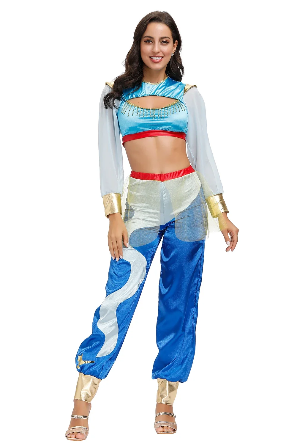 Aladdin Magic Lamp Jasmine Princess Cosplay Uniform For Women Arabian Sexy Dance Belly Dance Costume Halloween Party Fancy Dress