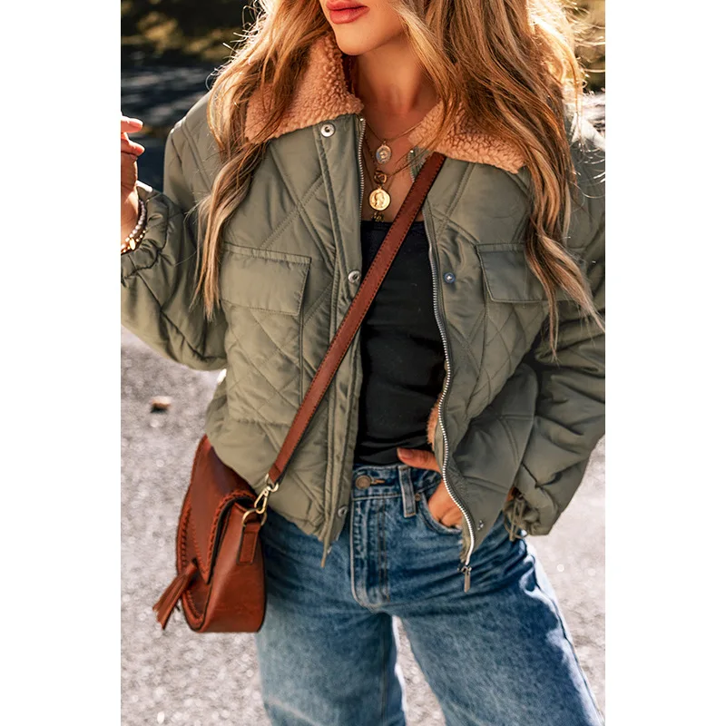 

2025 Winter New Trendy Versatile Short Jacket European and American Fashion Retro Warm Zipper Cotton Coat for Women