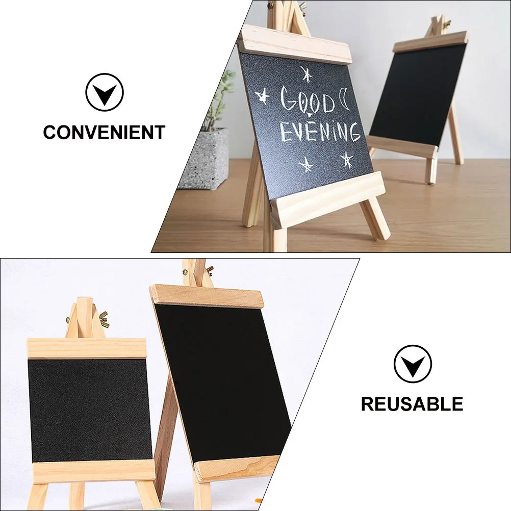 

2Pcs Tabletop Chalkboard Sign Rustic Wooden Blackboard Message Board for Cafe Bar Restaurant Party Supplies