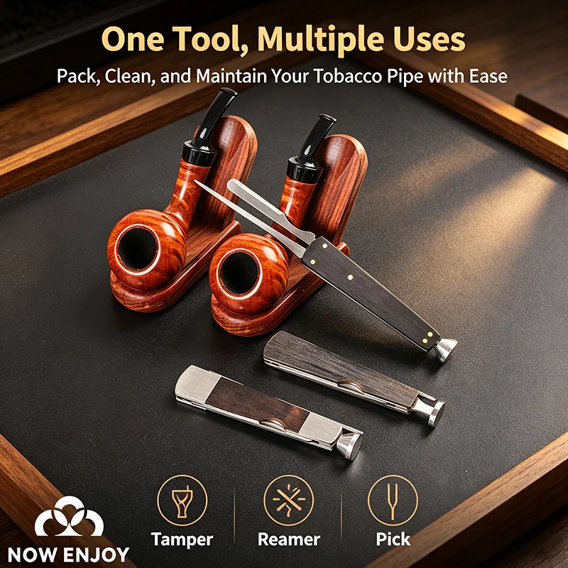 NOW ENJOY High-Q Tobacco Smoking Pipe Cleaner  Presser Pressing Rod 3-in-1 Tobacco Pipe Cleaner Smoking Tamper Tool