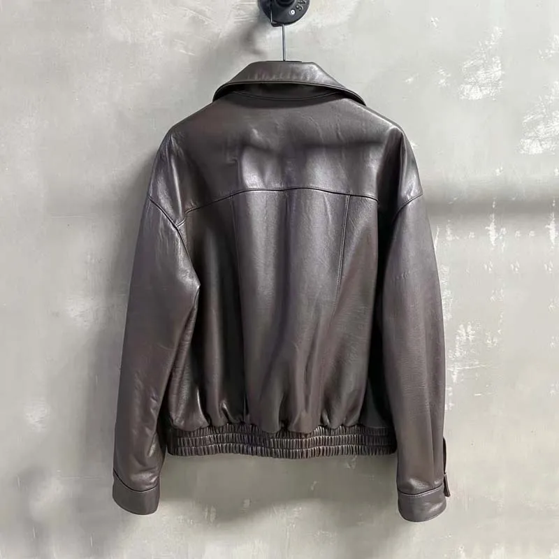 Manteau en peau de mouton véritable pour femmes, mode printemps, col rabattu court, vêtements de printemps de haute qualité