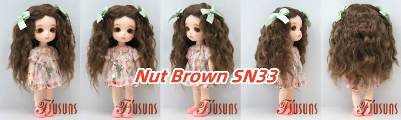 JD880 Lange Sauvage Welle Mittelscheitel Meerjungfrau Lockig mit Twin Bow Braids Puppe Perücken 1/8 1/6 1/4 1/3 Pullip Blythes BJD Haar – Detail 28