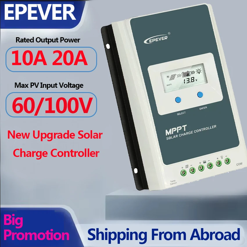 

Обновление EPEVER 10A 20A MPPT Контроллер заряда солнечной энергии Макс. PV вход 60 В или 100 В Напряжение батареи Автоматическое определение 12 В/24 В