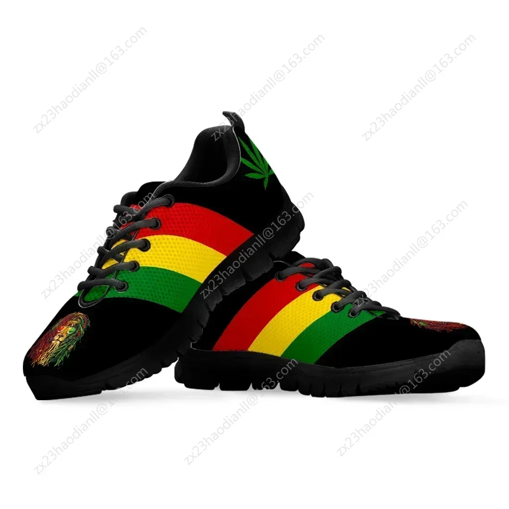Jamaica Flag Print Female Flat Shoes Comfortable Sneakers For Women Lace Up Footwear Black Fashion Sneakers Zapatos