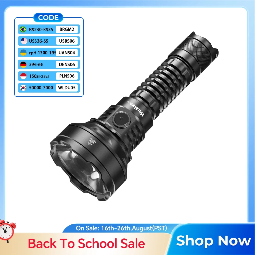 Wurkkos TD01 Taktische Taschenlampe 2200Lm 21700 Wiederaufladbare Ultralange-Strahlweite (1039m) EDC-Taschenlampe mit Endschalter