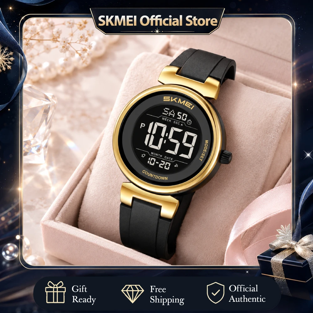 skmei-2633-スポーツデジタル腕時計（男女兼用）。5気圧防水、ファッション性の高いデザイン。elバックライト、曜日・日付表示、カウントダウン機能、クロノグラフ機能を搭載。