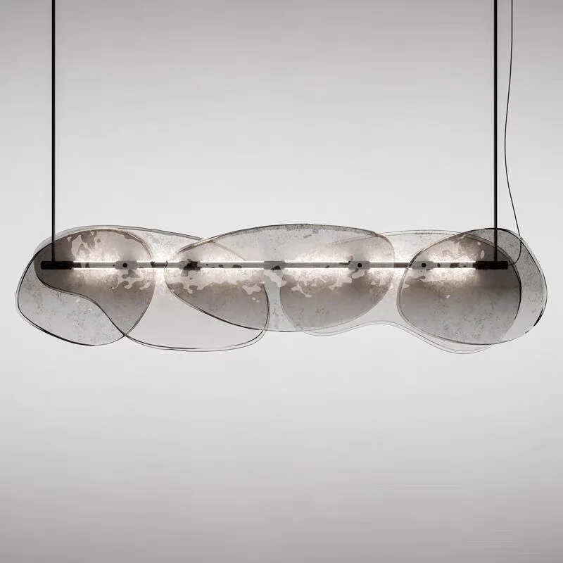 

Contemporary Grey Glass Chandelier Design Hotel Home Living Room Dining Room Bedroom Kitchen Lighting Hanging Chandelier