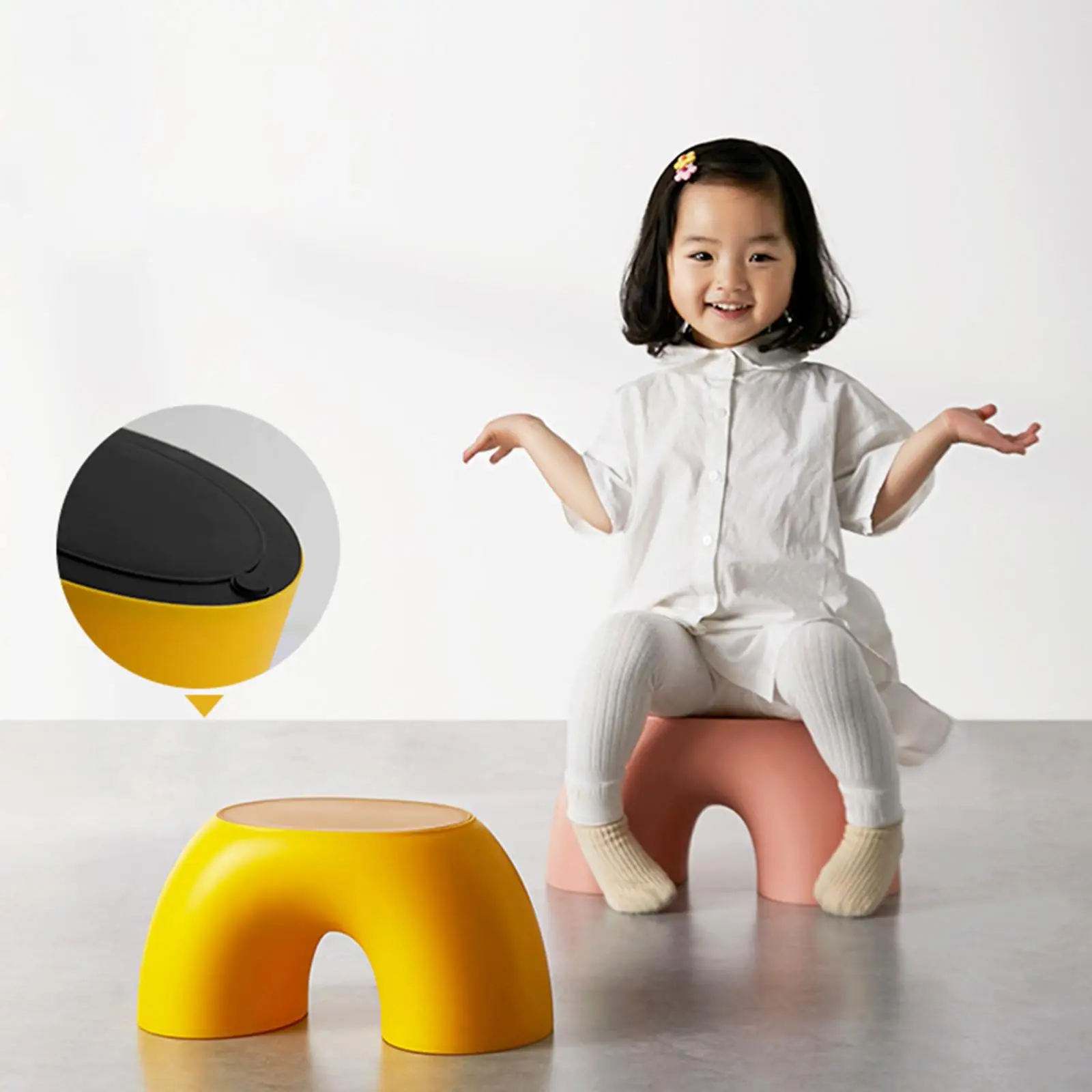 Children Step Stool Small Bench Portable Foldable Rainbow Semi Circle Chair for Living Room Study Room Shoe Change Durable