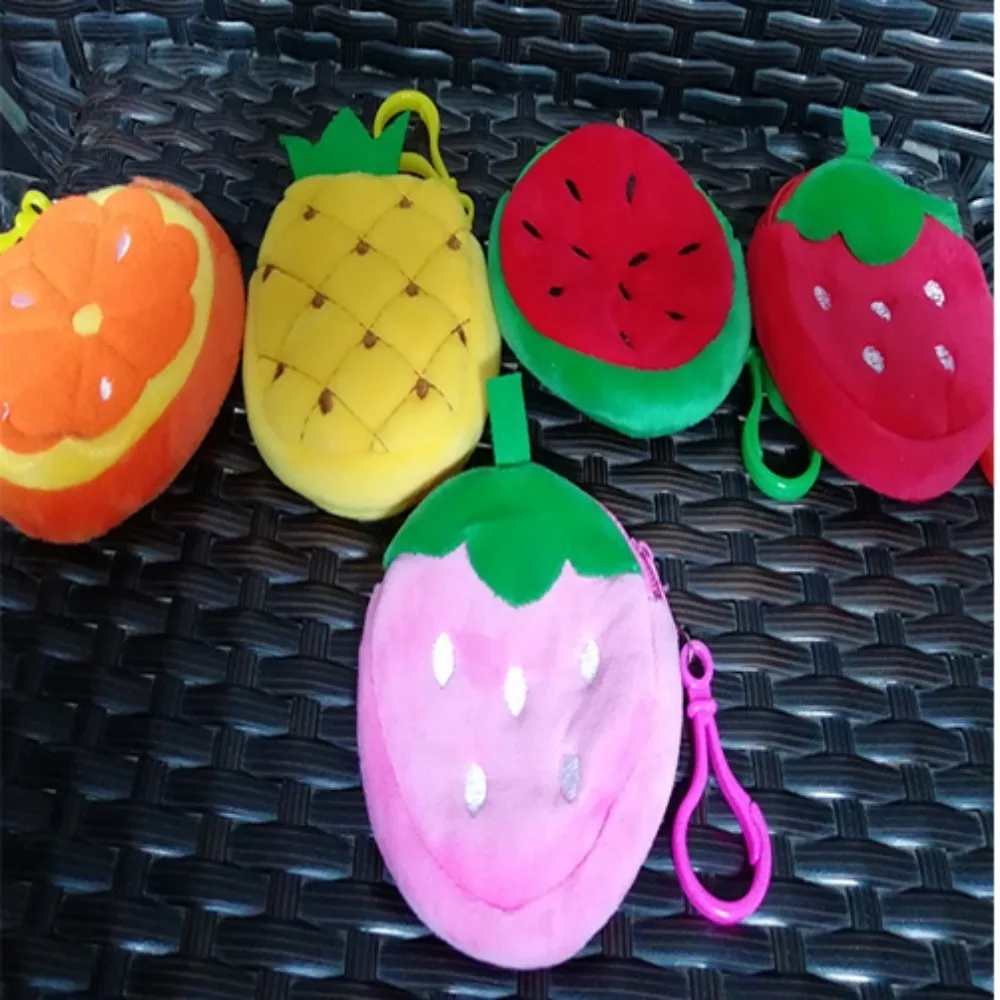 Cute 3.15in Fruit Coin Bag With Hook Watermelon Plush Wallet Pouch Small Orange 8CM Coin Pouch Put The Key/Coin