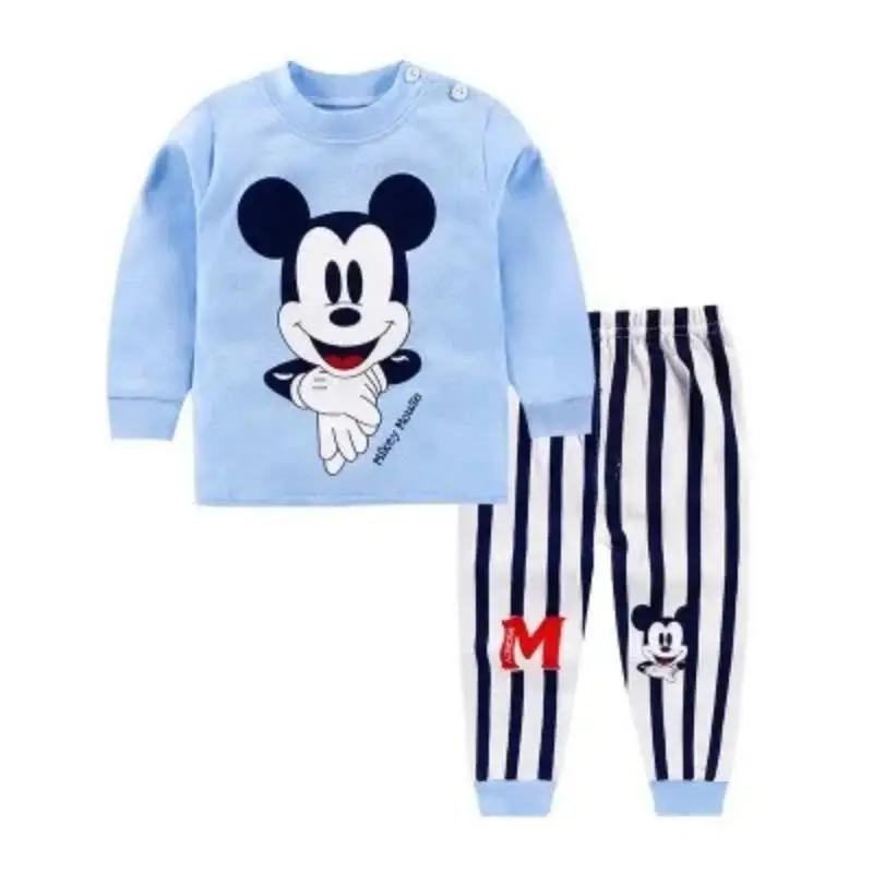 Disney Cartoon Baby Underwear Suit Autumn Clothes Winnie Pooh Printed Children Long Sleeved 2pc/set Pajamas Cotton Kids Outfits