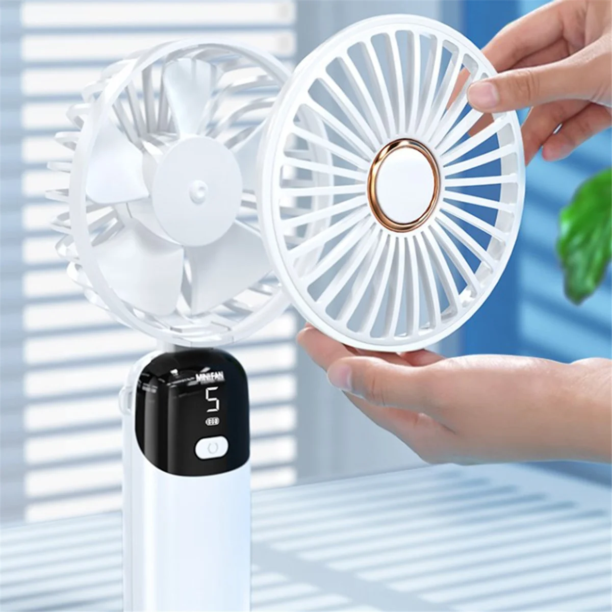 Handheld Mini Fans, Foldable Portable Fans, USB Rechargeable Fans are A Must-Have for Summer,White image 4