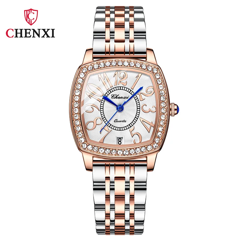 Beautiful Women Watches Silver&Rose Gold Rhinestone Dial Birthday Gifts for Female Quartz Stainless Steel Wristwatch Waterproof