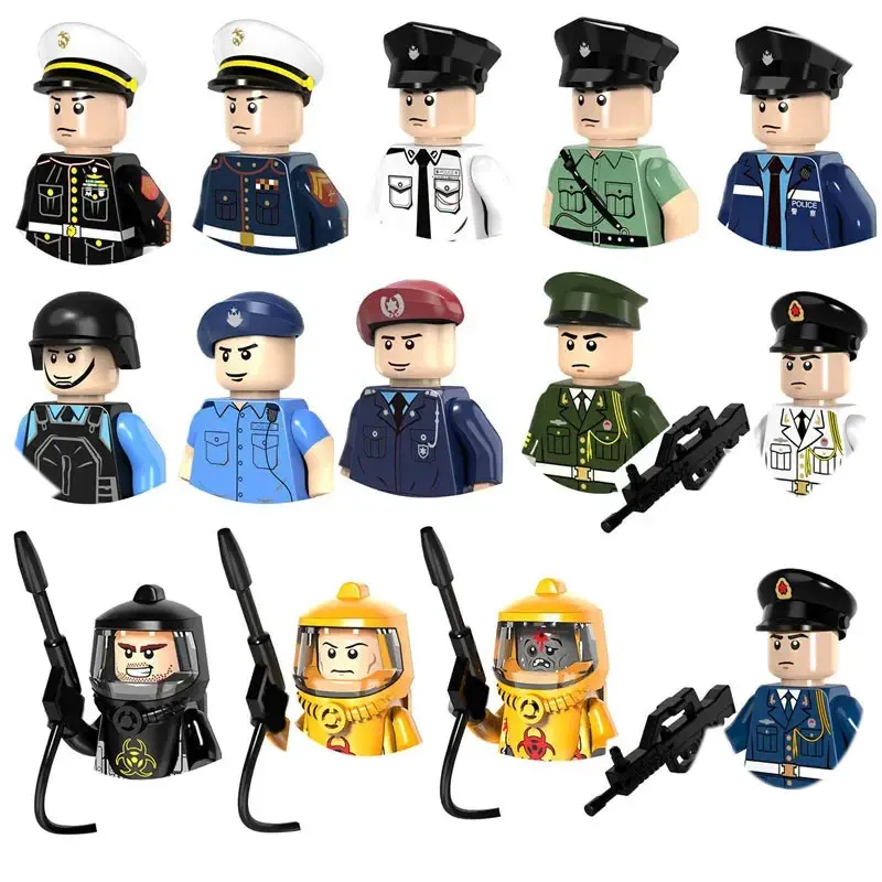 Special Police Urban Traffic Police Building Block Special Force With Weapon Firearms Mini  Doll Model Brick Boys Birthday Gifts